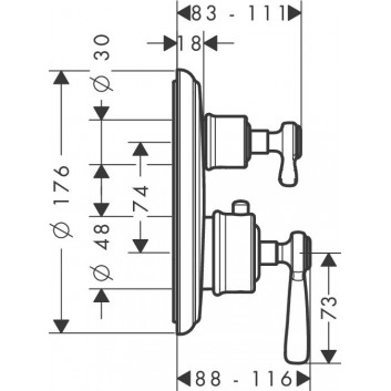 Shower mixer Axor Montreux concealed termostatic 2 receivers with valve odcinającym , chrome- sanitbuy.pl