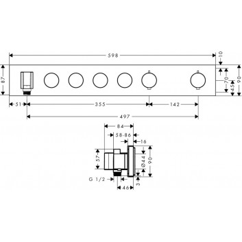 Module thermostatic Axor Select 530/90 do 3 odbiorników, concealed, chrome- sanitbuy.pl