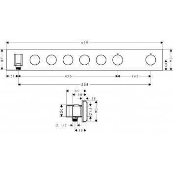 Module thermostatic Axor Select 600/90 do 4 odbiorników, concealed, chrome- sanitbuy.pl