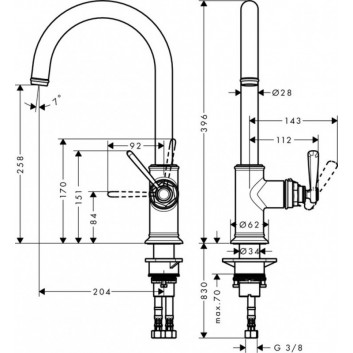 Kitchen faucet Axor Montreux single lever, chrome- sanitbuy.pl