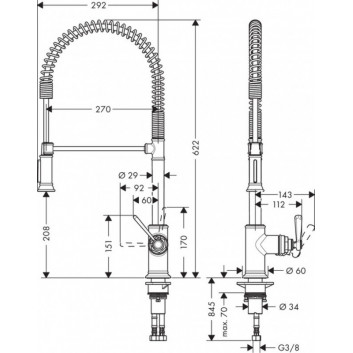 Kitchen faucet Axor Montreux Semi-Pro single lever with pull-out spray, chrome- sanitbuy.pl