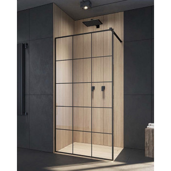 Shower cabin Walk-In Radaway Modo New Black II Factory 130, glass transparent, wys. 200cm, profil black- sanitbuy.pl