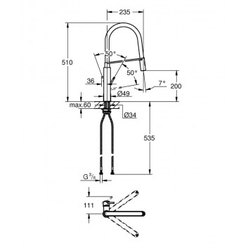 Kitchen faucet Grohe Concetto single lever z elastyczną wylewką, chrome- sanitbuy.pl