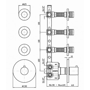 Shower mixer Zucchetti Isystick concealed termostatic z 3 valves odcinającymi, chrome- sanitbuy.pl