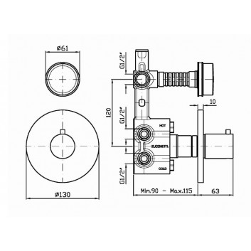 Shower mixer Zucchetti Savoir concealed termostatic with valve odcinającym rosette smooth, chrome- sanitbuy.pl