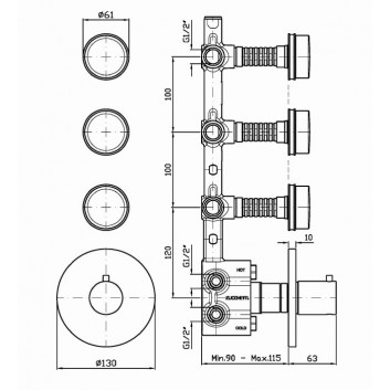 Shower mixer Zucchetti Savoir concealed termostatic z 2 valves odcinającymi rosette smooth, chrome- sanitbuy.pl