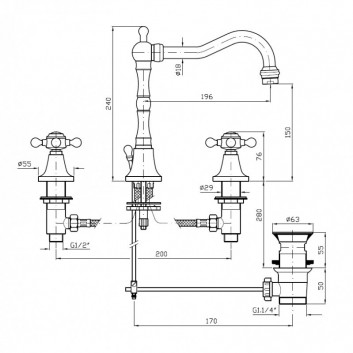 Washbasin faucet Zucchetti Agora wall mounted 3-hole , chrome- sanitbuy.pl