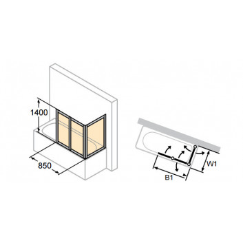 Parawan nawannowy Huppe 501 Design Pure - 1-częściowy 750 mm- sanitbuy.pl