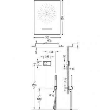 Shower set Tres Shower Technology with concealed mixer termostatyczną elektroniczną, chrome 