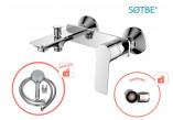 Wall-mounted bath mixer Nea, single lever, with shower set, chrome