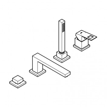 Kombinacja wannowa GROHE Eurocube stojąca, wys. 252 mm, chrom, 3-otworowa, bez wylewki- sanitbuy.pl