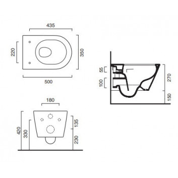 Bowl wc hanging Catalano Zero New Flush, 50x35, bezrantowa, white