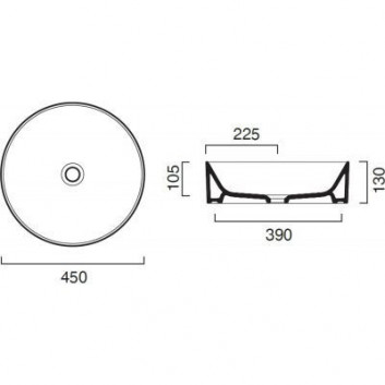 Washbasin Catalano Zero, countertop, round, 45cm, white