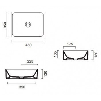 Washbasin Catalano Zero, countertop, 45x35, white