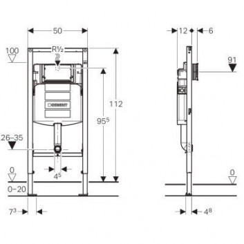 Concelaed frame Geberit Duofix, for toilet bowl standing WC, H112