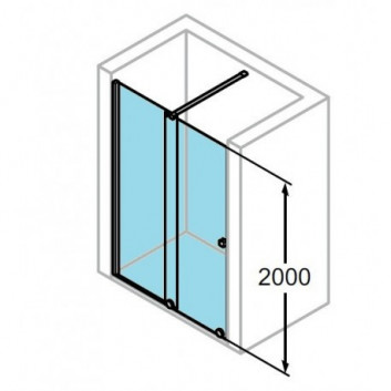 Door sliding Huppe Xtensa 1201-1400 mm, left shiny silver profile, glass transparent Anti-Plaque