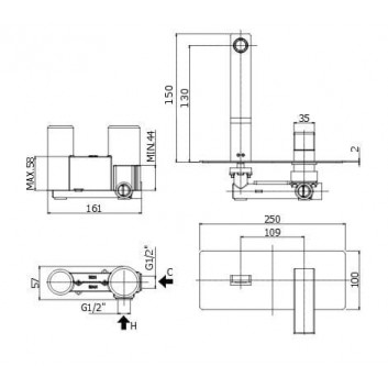 Washbasin faucet Paffoni Effe, concealed, zespolona, chrome