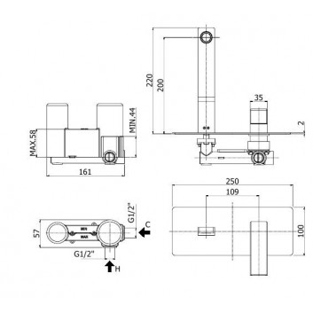 Washbasin faucet Paffoni Effe, concealed, zespolona, chrome