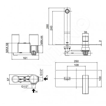 Washbasin faucet Paffoni Effe, concealed, zespolona, chrome