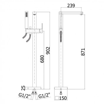 Freestanding bath mixer, Paffoni Elle, chrome (set)