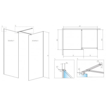 Shower cabin Radaway Modo X I 120, przejrzysta, 1180x2000mm