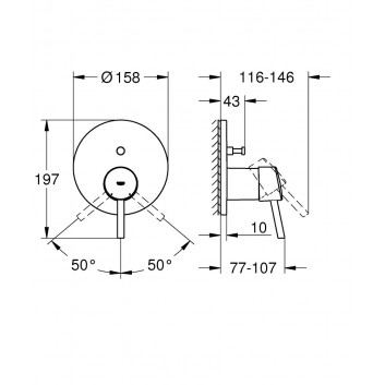 Shower mixer concealed Grohe Eurodisc Cosmopolitan, single lever, chrome