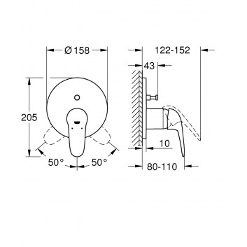 Shower mixer concealed Grohe Eurostyle Cosmopolitan, single lever, chrome