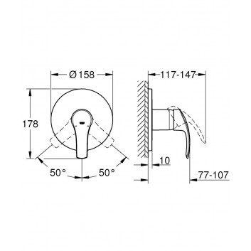 Shower mixer concealed Grohe Eurosmart, single lever, chrome