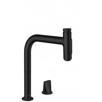 Kitchen faucet 2-hole Hansgrohe M7120-H200, single lever, pull-out spray, black mat