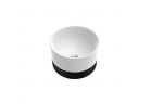 Recessed washbasin Marmorin Duo II 380x380x237 mm z black panelem without tap hole, without overflow white