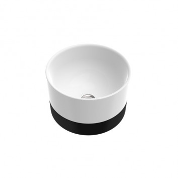 Recessed washbasin Marmorin Duo II 380x380x237 mm z black panelem without tap hole, without overflow white