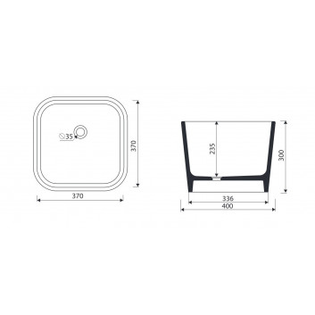 Countertop washbasin Marmorin Balia 400x400x300 mm without tap hole, without overflow white 