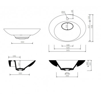 Washbasin Marmorin AMOS II drop in 59x36x16 cm