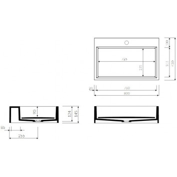 Washbasin Marmorin Modico 800 vanity/countertop 800x430x145 mm