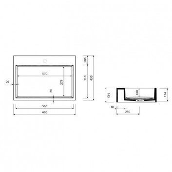 Washbasin Marmorin Modico 600 vanity/countertop 600x430x145 mm