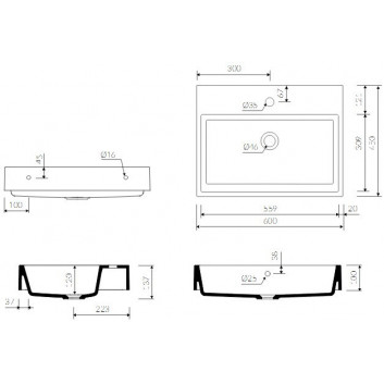 Washbasin Marmorin Teo 60x31 cm