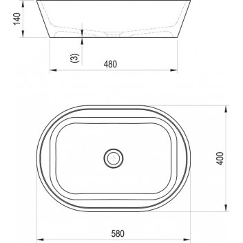 Countertop washbasin Ravak Solo, konglomeratowa, 58x40cm, white