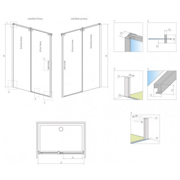 Door shower Radaway Nes KDS II 120, left, 1200x2000mm, silver profil