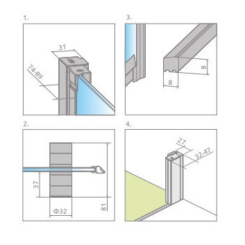 Door shower for recess installation Radaway Nes 8 Black DWS I 140, left, glass transparent, 1400x2000mm, black profil