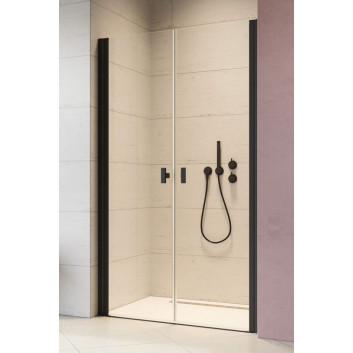 Door shower for recess installation Radaway Nes 8 Black DWB 90, right, folding, glass transparent, 900x2000mm, black profil