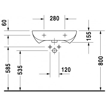 Washbasin wall mounted Duravit D-Code Med, 65x50cm, otwór pod baterię, without overflow, white