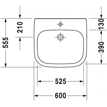 Washbasin wall mounted Duravit D-Code Vital, 60x56cm, otwór pod baterię, z overflow, white