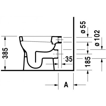 Bowl standing Duravit D-Code, 48x35cm, drain poziomy, HygieneGlaze, white