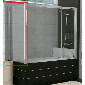 Side panel for bath screen SanSwiss TOP-Line 80 cm, silver mat, transparent glass