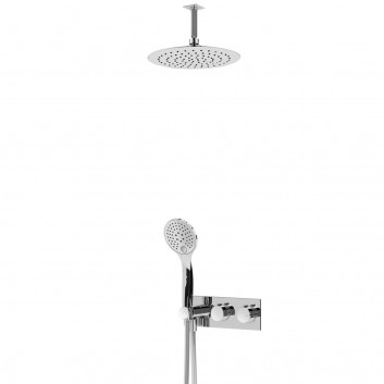 Shower set Bruma Breeze, concealed, mixer thermostatic, overhead shower with arm ściennym 350mm, handshower 3-functional, chrome