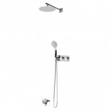 Shower set Bruma Breeze, concealed, mixer thermostatic, overhead shower with arm ściennym 350mm, handshower 3-functional, chrome