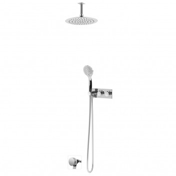 Shower set Bruma Breeze, concealed, mixer thermostatic, overhead shower with arm ściennym 350mm, overflow z funkcją napełniania, chrome