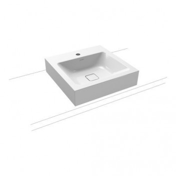 Countertop washbasin Kaldewei Cono, 50x50cm, without overflow, powierzchnia uszlachetniona, white