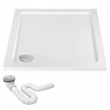 Square acrylic shower tray Rea Savoy, 80x80cm, siphon included, white