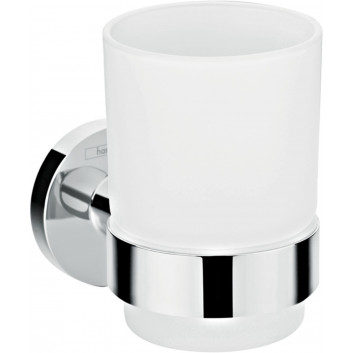 Cup for teeth cleaning Hanshrohe Logis Universal, wall mounted, szklany, chrome